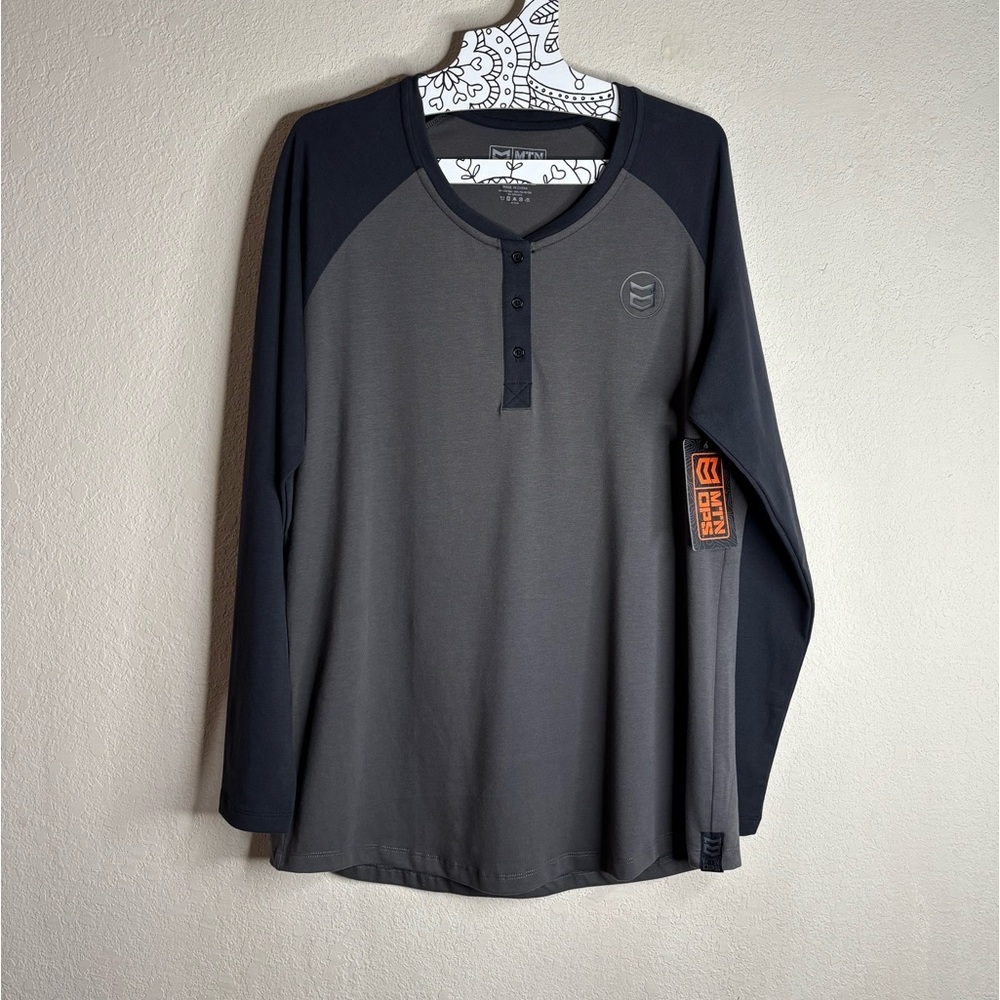 MNT OPS stretch henley charcoal/black size Extra large NWT